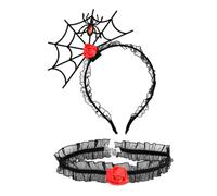 YUGSHNKFC 1 ensemble de bandeau en toile d'araignée et ras-du-cou en dentelle pour Halloween, cosplay, carnaval, fête, accessoires pour adultes