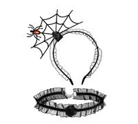 YUGSHNKFC 1 ensemble de bandeau en toile d'araignée et ras-du-cou en dentelle pour Halloween, cosplay, carnaval, fête, accessoires pour adultes