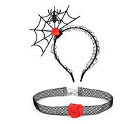 YUGSHNKFC 1 ensemble de bandeau en toile d'araignée et ras-du-cou en dentelle pour Halloween, cosplay, carnaval, fête, accessoires pour adultes