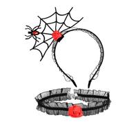 YUGSHNKFC 1 ensemble de bandeau en toile d'araignée et ras-du-cou en dentelle pour Halloween, cosplay, carnaval, fête, accessoires pour adultes