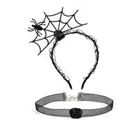 YUGSHNKFC 1 ensemble de bandeau en toile d'araignée et ras-du-cou en dentelle pour Halloween, cosplay, carnaval, fête, accessoires pour adultes