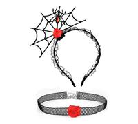 YUGSHNKFC 1 ensemble de bandeau en toile d'araignée et ras-du-cou en dentelle pour Halloween, cosplay, carnaval, fête, accessoires pour adultes