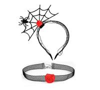 YUGSHNKFC 1 ensemble de bandeau en toile d'araignée et ras-du-cou en dentelle pour Halloween, cosplay, carnaval, fête, accessoires pour adultes