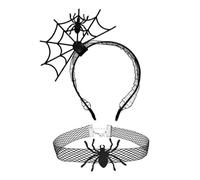 YUGSHNKFC 1 ensemble de bandeau en toile d'araignée et ras-du-cou en dentelle pour Halloween, cosplay, carnaval, fête, accessoires pour adultes