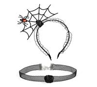 YUGSHNKFC 1 ensemble de bandeau en toile d'araignée et ras-du-cou en dentelle pour Halloween, cosplay, carnaval, fête, accessoires pour adultes