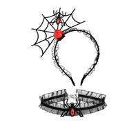YUGSHNKFC 1 ensemble de bandeau en toile d'araignée et ras-du-cou en dentelle pour Halloween, cosplay, carnaval, fête, accessoires pour adultes