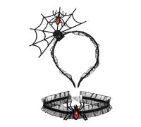 YUGSHNKFC 1 ensemble de bandeau en toile d'araignée et ras-du-cou en dentelle pour Halloween, cosplay, carnaval, fête, accessoires pour adultes