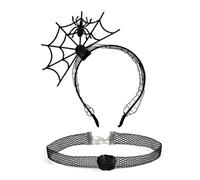 YUGSHNKFC 1 ensemble de bandeau en toile d'araignée et ras-du-cou en dentelle pour Halloween, cosplay, carnaval, fête, accessoires pour adultes