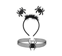 YUGSHNKFC 1 ensemble de bandeau en toile d'araignée et ras-du-cou en dentelle pour Halloween, cosplay, carnaval, fête, accessoires pour adultes