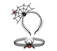 YUGSHNKFC 1 ensemble de bandeau en toile d'araignée et ras-du-cou en dentelle pour Halloween, cosplay, carnaval, fête, accessoires pour adultes