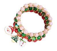 YUGSHNKFC 1 ensemble de bracelets colorés empilables avec perles pour femme, chaînes élastiques de poignet sur le thème de Noël, Métal, Comme décrit