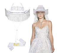 YUGSHNKFC 1 ensemble élégant chapeau de mariée avec frange chapeau haut avec bandoulière