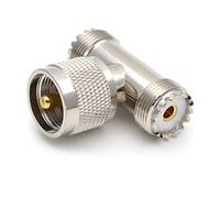 YUGSHNKFC 1PC Connector PL259 UHF Male PL-259 To Dual SO-239 Female SO239 Triple Tee Type 3 Way Adapter Connector Male To Female Adapter