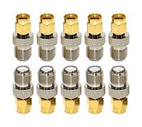 YUGSHNKFC Adaptateur Coaxial SMA Mâle À F Femelle Type Convertisseurs Connecteur Droit Coax Plaqué Or 10 Pièces