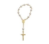 YUGSHNKFC Bébé Perle Baptême Communion Catholique pour Croix Doigt Chaîne Chapelet Or Argent pour Croix Baptême Perles pour Bébé