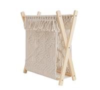 YUGSHNKFC Bibliothèque de bureau pliable multifonction avec corde en coton et motifs en bois pour décoration de maison moderne