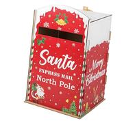 YUGSHNKFC Boîte Lettres en Bois sur Le Thème du Père Noël avec Empreintes Claires Résistant Intempéries Affichage Intérieur Et Extérieur Porte-Lettre en Bois pour Père Noël