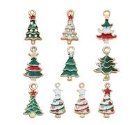 YUGSHNKFC Breloques De Noël en Émail Fabrication De Bijoux Breloque d'arbre pour Bricolage Collier Boucle d'oreille pour Or Et Argent Simple
