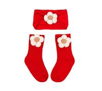 YUGSHNKFC Chaussettes pour bébé de 0 à 3 ans avec bandeau floral en nylon élastique et élégant pour la peau