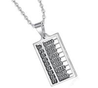 YUGSHNKFC Collier avec pendentif en forme de boulier en acier inoxydable avec chaîne réglable pour les amateurs de mode et les amateurs de mathématiques, Acier titane