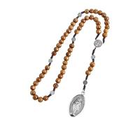 YUGSHNKFC Collier Chapelet en Bois Prière Catholique avec des Médailles Crucifix Pardon Accessoires Religieux pour Communion Les Baptêmes