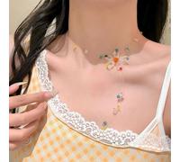 YUGSHNKFC Collier de perles multicolores avec fleurs lumineuses pour associer des tenues à énergie positive