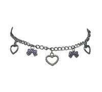 YUGSHNKFC Collier élégant avec pendentif en forme de cœur et nœud - Longueur réglable - Accessoire élégant pour femmes et filles