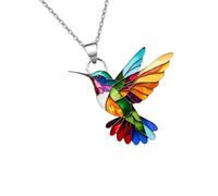 YUGSHNKFC Collier Pendentif Colibri Coloré Boucles D'oreilles Pendantes Bijoux Accessoires De Mode Boucles D'oreilles Pendentif Élégantes Pour Femmes Filles Collier Colibri Coloré