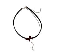 YUGSHNKFC Collier ras du cou gothique long et large avec ruban velours noir - Pour femme - Perles synthétiques - Réglable - Nœud papillon - Bijoux ornés de bijoux, taille unique, Comme décrit, Comme