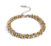 YUGSHNKFC Élégant bracelet de perles tressé, bijoux élégants, texture en acier inoxydable, convient pour les fêtes et les célébrations, Acier inoxydable