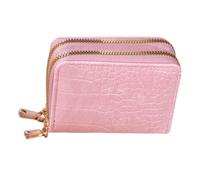 YUGSHNKFC Élégant porte-monnaie compact pour femme avec plusieurs rangements de cartes en cuir PU gaufré porte-monnaie pour femme et femme, rose