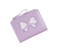YUGSHNKFC Élégant portefeuille court en polyuréthane avec nœuds tendance et fentes multifonctionnelles pour femmes et filles Porte-cartes multifonction, violet clair, Beauté de masse