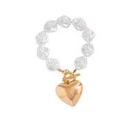 YUGSHNKFC Ensemble collier/bracelet et bracelet en forme de cœur avec perles et perles pour ajouter une touche d'élégance à toutes les tenues, Bracelet, Perle d'imitation + CCB