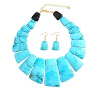 YUGSHNKFC Ensemble collier et boucles d'oreilles vintage en résine avec collier et boucles d'oreilles pour un usage quotidien, Résine