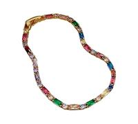YUGSHNKFC Ensemble collier et bracelet en strass colorés au design antique élégant pour un accessoire unique, Cuivre