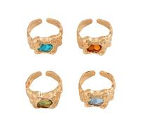 YUGSHNKFC Ensemble de bagues élégantes avec pierres précieuses géométriques en or clair pour un usage quotidien ou une soirée, usage quotidien, bagues tendance pour femme, H, Comme décrit, Comme