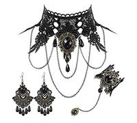 YUGSHNKFC Ensemble de bijoux vintage gothique avec bracelet, collier ras du cou et boucles d'oreilles pour Halloween, costume d'Halloween, accessoire de fête