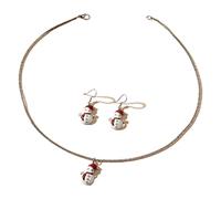 YUGSHNKFC Ensemble de boucles d'oreilles colorées et scintillantes avec flocon de neige, pin, bonhomme de neige, chaîne clavicule, collier de fête, Métal