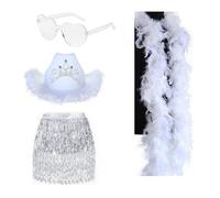 YUGSHNKFC Ensemble de chapeaux à franges, écharpe, ceinture pour femme, costume de festival de musique, costume de enterrement de vie de jeune fille