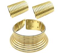 YUGSHNKFC Ensemble élégant collier doré inspiré du long cou tribu ethnique collier ras du cou et pendentif d'oreille pour les amateurs de mode, Acrylique