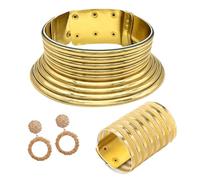 YUGSHNKFC Ensemble élégant collier doré inspiré du long cou tribu ethnique collier ras du cou et pendentif d'oreille pour les amateurs de mode