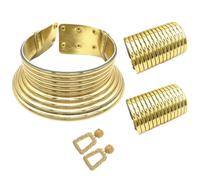 YUGSHNKFC Ensemble élégant collier doré inspiré du long cou tribu ethnique collier ras du cou et pendentif d'oreille pour les amateurs de mode, Acrylique