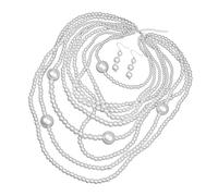 YUGSHNKFC Ensemble élégant collier et boucles d'oreilles à perles multicouches imitation texture pour femme pour diverses occasions, Perle synthétique