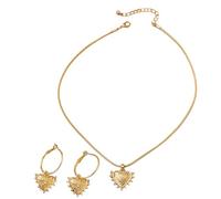 YUGSHNKFC Ensemble élégant collier et boucles d'oreilles en alliage en forme de cœur avec pendentif en forme de cœur, chaîne réglable, texture en alliage pour fête, soirée, accessoires