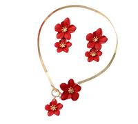 YUGSHNKFC Ensemble élégant collier et boucles d'oreilles en alliage léger à motif floral pour les vacances, les fêtes, le quotidien, les vacances, taille unique, Comme décrit, Comme décrit.