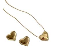 YUGSHNKFC Ensemble élégant collier et boucles d'oreilles en forme de cœur avec pendentif en forme de cœur et clous d'oreilles, Silicone