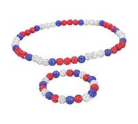 YUGSHNKFC Ensemble élégant collier et bracelet en argile et céramique délicat en perles pour fêtes et rassemblements, strass en argile