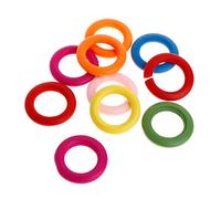 YUGSHNKFC Lot de 10 anneaux en bois brut avec peinture colorée pour oiseaux de 2,5 cm/3,6 cm de diamètre extérieur, jouets gris africain pour petits perroquets pour grands oiseaux, conures, aras