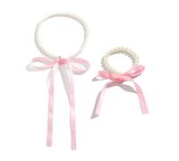 YUGSHNKFC Lot de 2 longs colliers ras du cou en ruban pour femme - Élégant bracelet de perles - Pour la plage, les vacances, les mariages, les fêtes, Ruban ABS