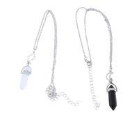 YUGSHNKFC Lot de 2 pendentifs en forme de colonne hexagonale en cristal pour soleil et lune pour femme G, Acier inoxydable, pierre naturelle